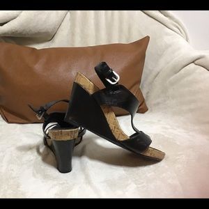 Black wedge sandals new without box size 8